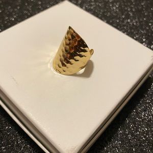 Cynthia Rybakoff hammered shield gold ring